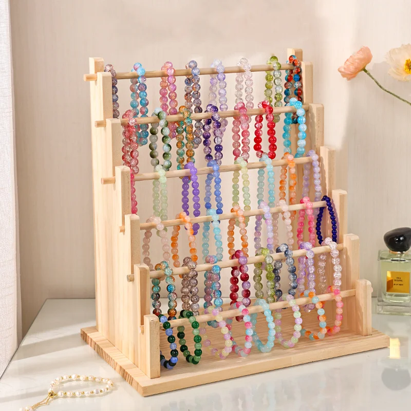 2–6 Etagen abnehmbarer Schmuckhalter aus Holz, Schmuckständer, Holz-Schmuckständer für Schmuck, Ohrringe, Armbänder, Halsketten