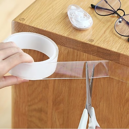 Transparentes, magisches Nano-Klebeband, doppelseitiger Griff, wiederverwendbares Heimklebeband, spurloser Kleber, 50 mm breites, klares Gel-Klebeband, strapazierfähiges, entfernbares Wandklebeband Image