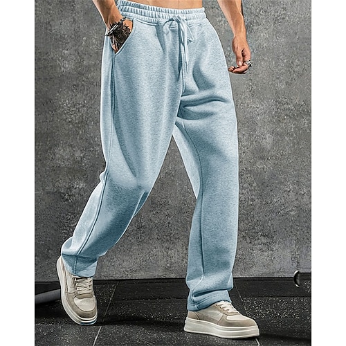 Herren Sporthose Jogginghose Hose Tasche Elastischer Bund Kordelzug Einfach Komfort Sport im Freien Täglich Mode Lässig Blau Dunkelgrün Mikroelastisch Image