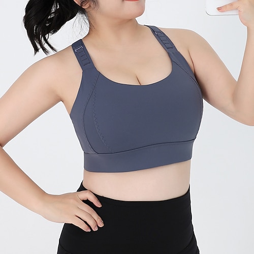 Damen Yoga-BH Panzer Pilates-BH Unterwäsche Hohe Wirkung Hohe Stützen Atmungsaktiv Bürgellos Gefüttert Einfarbig Sport Sportkleidung Schwarz Rosa Fitnessstudio Pilates Laufen Image