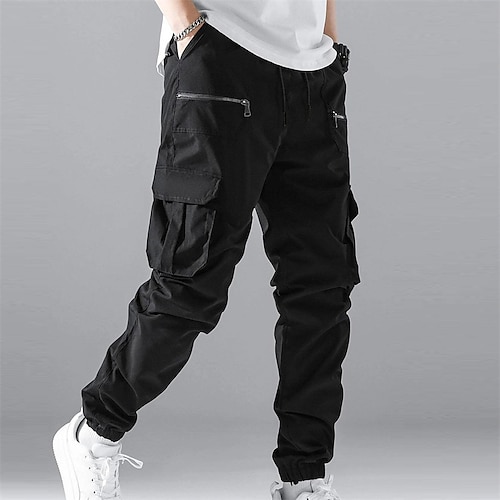 Herren Cargohosen Wanderhosen Frühling Herbst Außen Normale Passform Wasserdicht Winddicht Schnelltrocknend Leicht Hosen Elastischer Bund Reißverschlusstasche Schwarz Blau Camping / Wandern Golfspiel Image