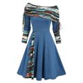 Damen Minikleid A Linie Kleid Lässig Täglich Normale Passform Karomuster Langarm Schulterfrei Schwarz Rote Marineblau Königliches Blau Frühling Herbst Winter