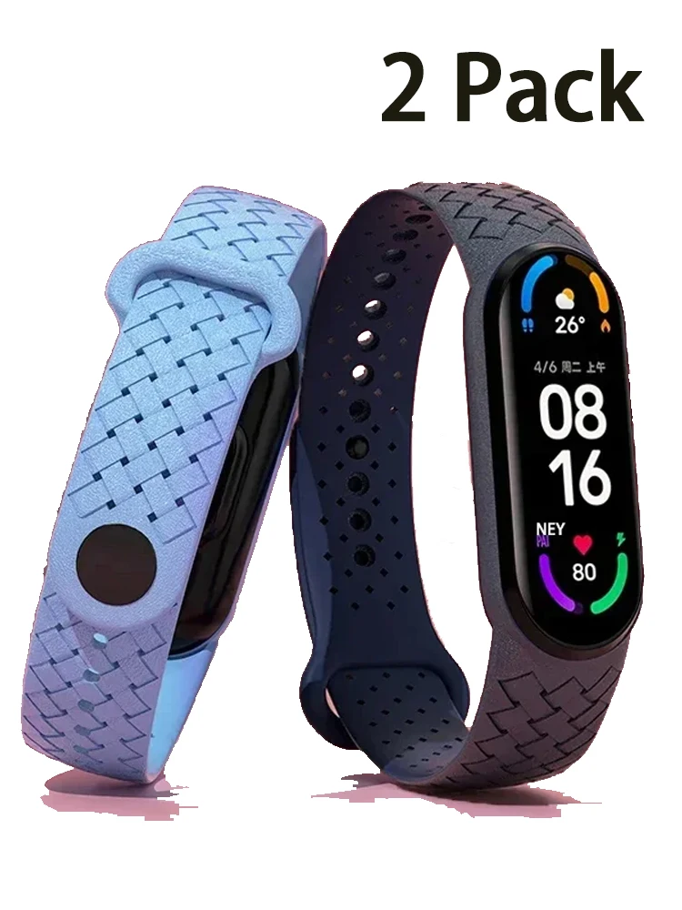 2er-Pack Uhrenarmbänder für Xiaomi Mi Band 7 6 5 4 3 NFC Silikon-Armband Ersatz Miband Sportarmband Correa Mi Band 7 Armband Image
