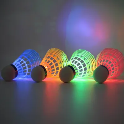 6pcs Led Badminton Glow-in-the-dark Nylon Ball Plastic Shuttlecocks Colorful Lighting Balls For Outdoor And Indoor Sports