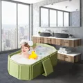 Vasca da bagno pieghevole Grande vasca da bagno pieghevole Giocattolo per acqua Lavabo da doccia portatile con 5 palline e 2 anatre per bambini 0-8 anni Gatto Cane