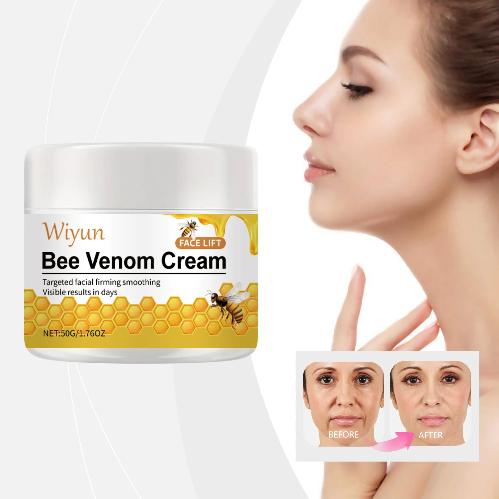 Bee Venom Anti-Falten-Creme, Alterung verzögern, Falten entfernen, feine Linien reduzieren, feuchtigkeitsspendend, aufhellend, Kollagen-Boost-Lifting-Straffungscreme Image