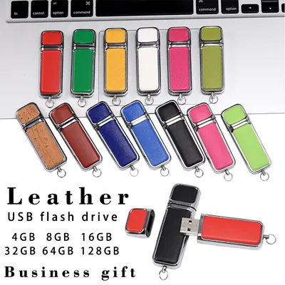 USB-Stick aus Leder, 128 GB, Schwarz, High-End-Geschenk, USB-Laufwerk, Pen-Laufwerk, Geschäftsgeschenk, 64 GB Memory Stick, 32 GB, Hochzeitsgeschenke Image