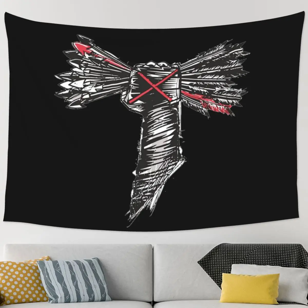 Cm Punk Logo Wandteppich Kunst Wandbehang Ästhetische Heimdekoration Wandteppiche für Wohnzimmer Schlafzimmer Schlafsaal Image