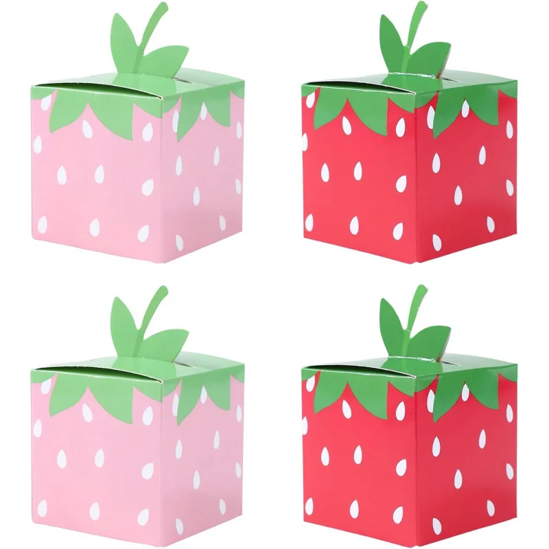 10 Stück Erdbeer-Geschenk-Süßigkeitsschachteln, süße Frucht-Erdbeer-Party-Süßigkeiten-Leckerli-Box für die Geburtstagsfeier mit Sommermotiv Image