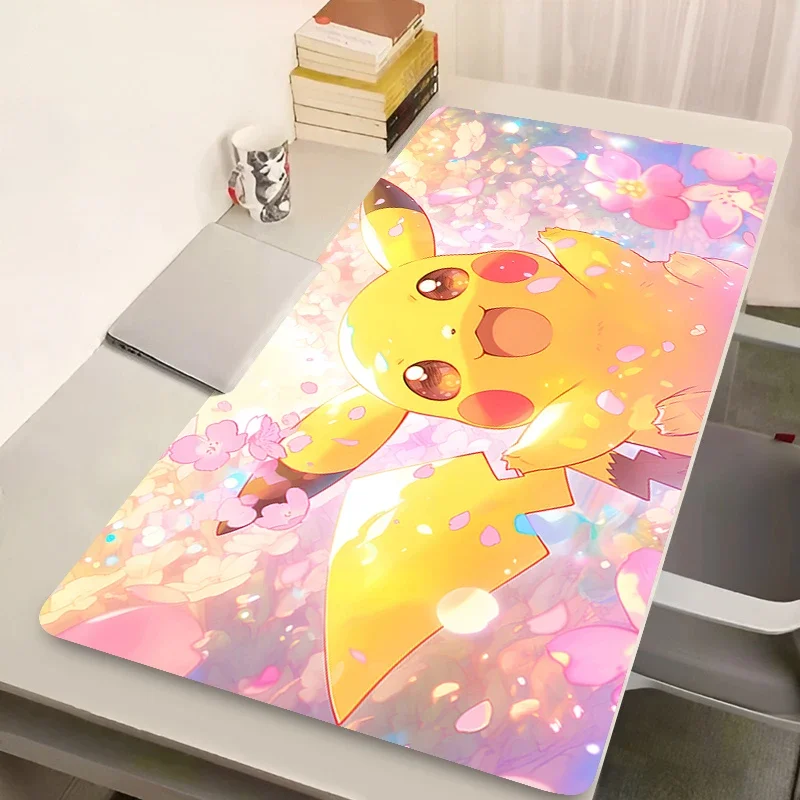 Kawaii Pink Sakura Mauspad Laptop Japan Anime Gaming Tastatur Teppich PC P-Pokemon P-Pikachu Mousepad Rutschfeste erweiterte Schreibtischunterlage