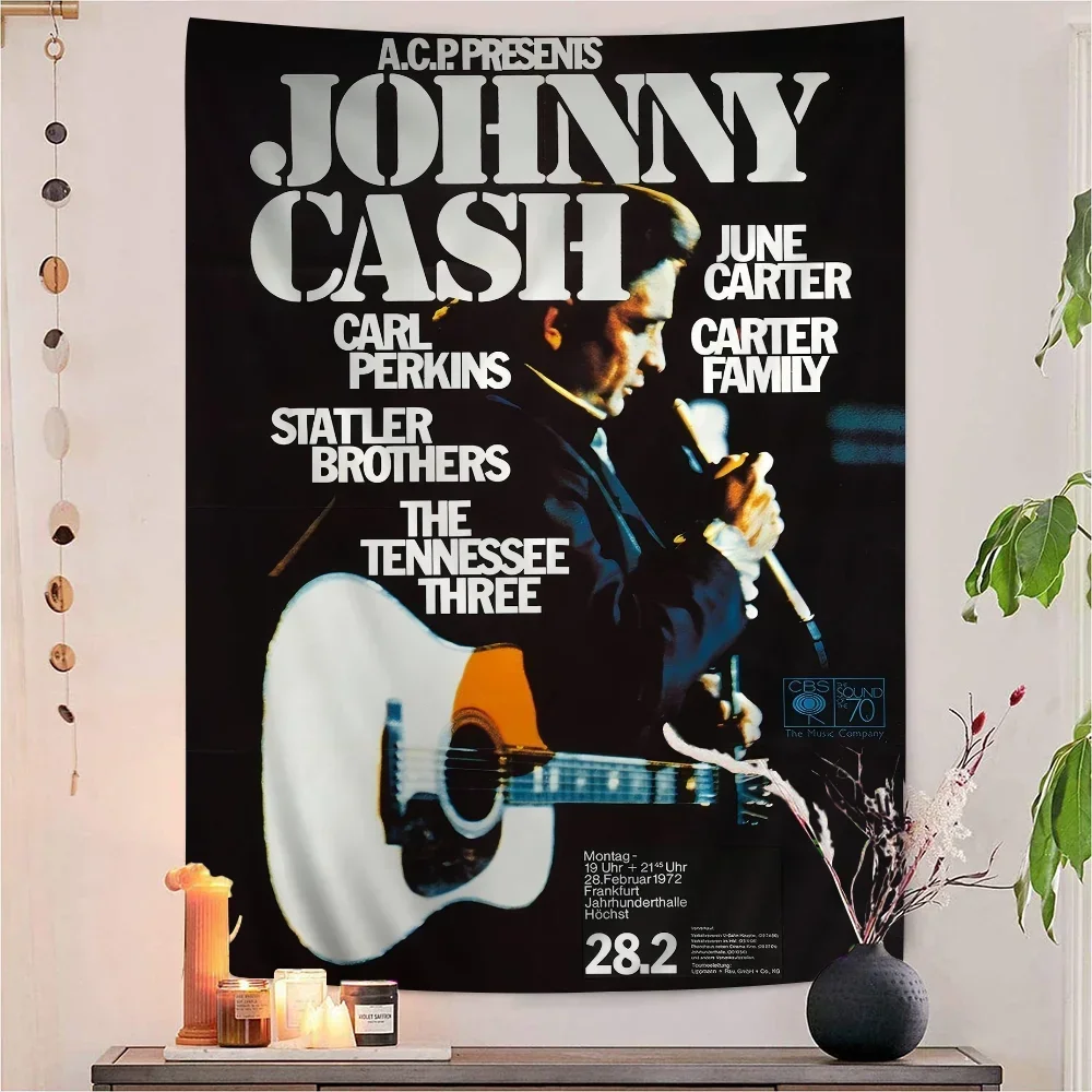 Berühmte J-Johnny Cash Gitarrist Hippie Wandbehang Wandteppiche für Wohnzimmer Home Dorm Decor Art Home Decor Image