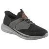 Slip-On Sneaker SKECHERS "SLADE-CASTER", Herren, Gr. 48,5, schwarz (schwarz, grau), Textil, Lederimitat, meliert, casual, Schuhe, Slipper, Sneaker mit Gummizug und Slip-ins