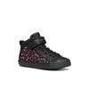Sneaker GEOX "J KALISPERA GIRL", Kinder, Gr. 24, schwarz (schwarz, rosa), Synthetik, Textil, Glitzer, metallic, modisch, Schuhe, Schnürboots, Glitzerschuh mit Gummizug