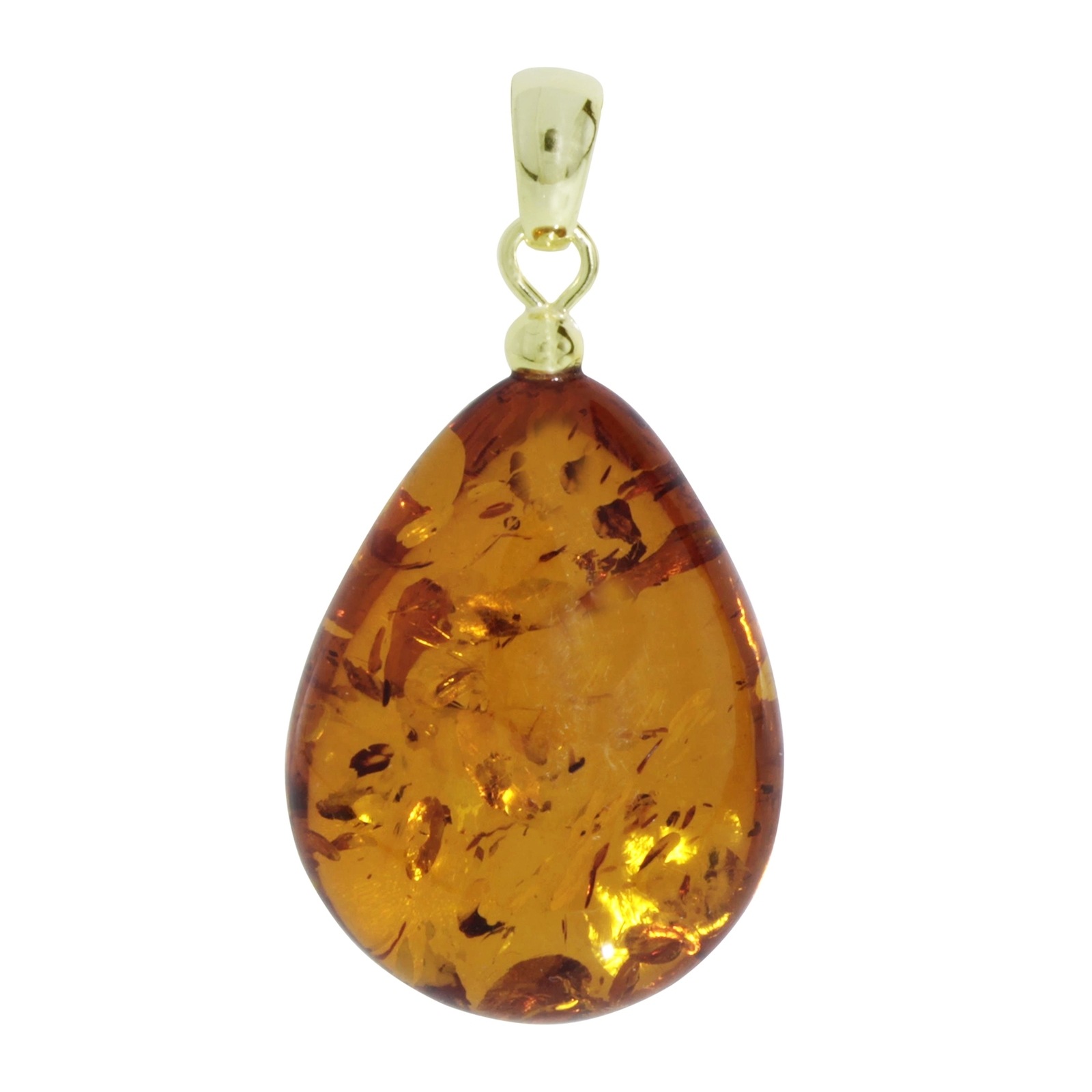 Kettenanhänger OSTSEE-SCHMUCK "Ostsee-Schmuck Anhänger Tropfen ca. 34 mm lang - Gold 585/000", gelb, Schmuckanhänger, Damen, 44 x 20mm, Bernstein, 5,5 g, Kettenanhänger