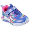 Sneaker SKECHERS "UNICORN CHASER", Kinder, Gr. 23, bunt (blau, multifarben), Textil, kontrastfarbene Details, animal-print, Glitzer, casual, Schuhe, Klettschuh mit blinkendem Einhorn, Größenschablone zum Download