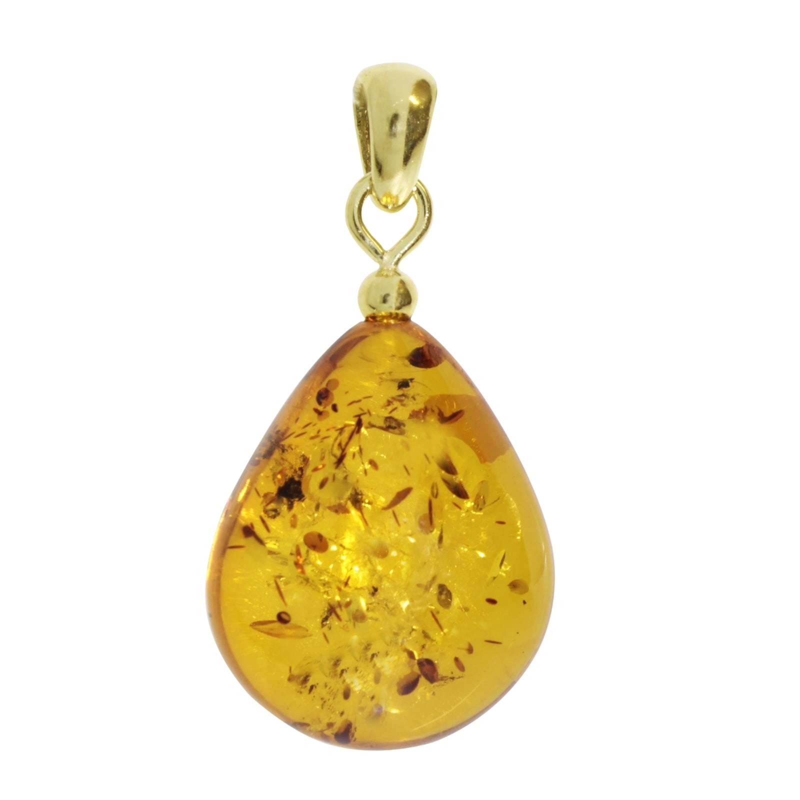 Kettenanhänger OSTSEE-SCHMUCK "Ostsee-Schmuck Anhänger", gelb, Schmuckanhänger, Damen, 30 x 12mm, Bernstein, 2,4 g, Kettenanhänger