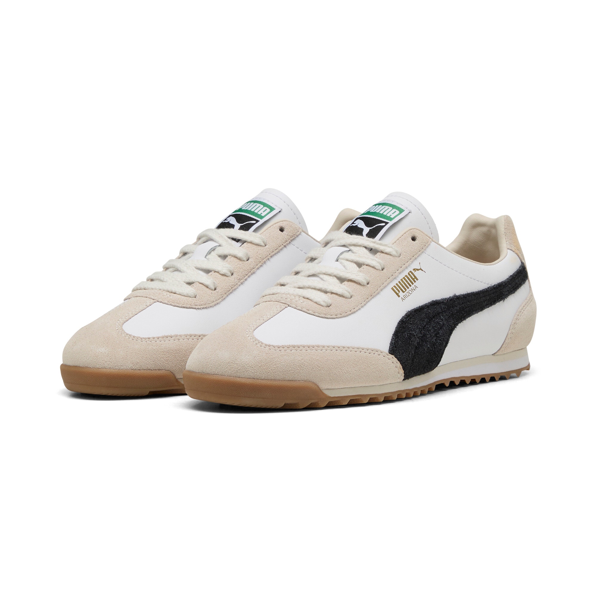 Sneaker PUMA "ARIZONA RETRO", Gr. 38,5, schwarz-weiß (puma weiß, puma schwarz), Leder, Schuhe