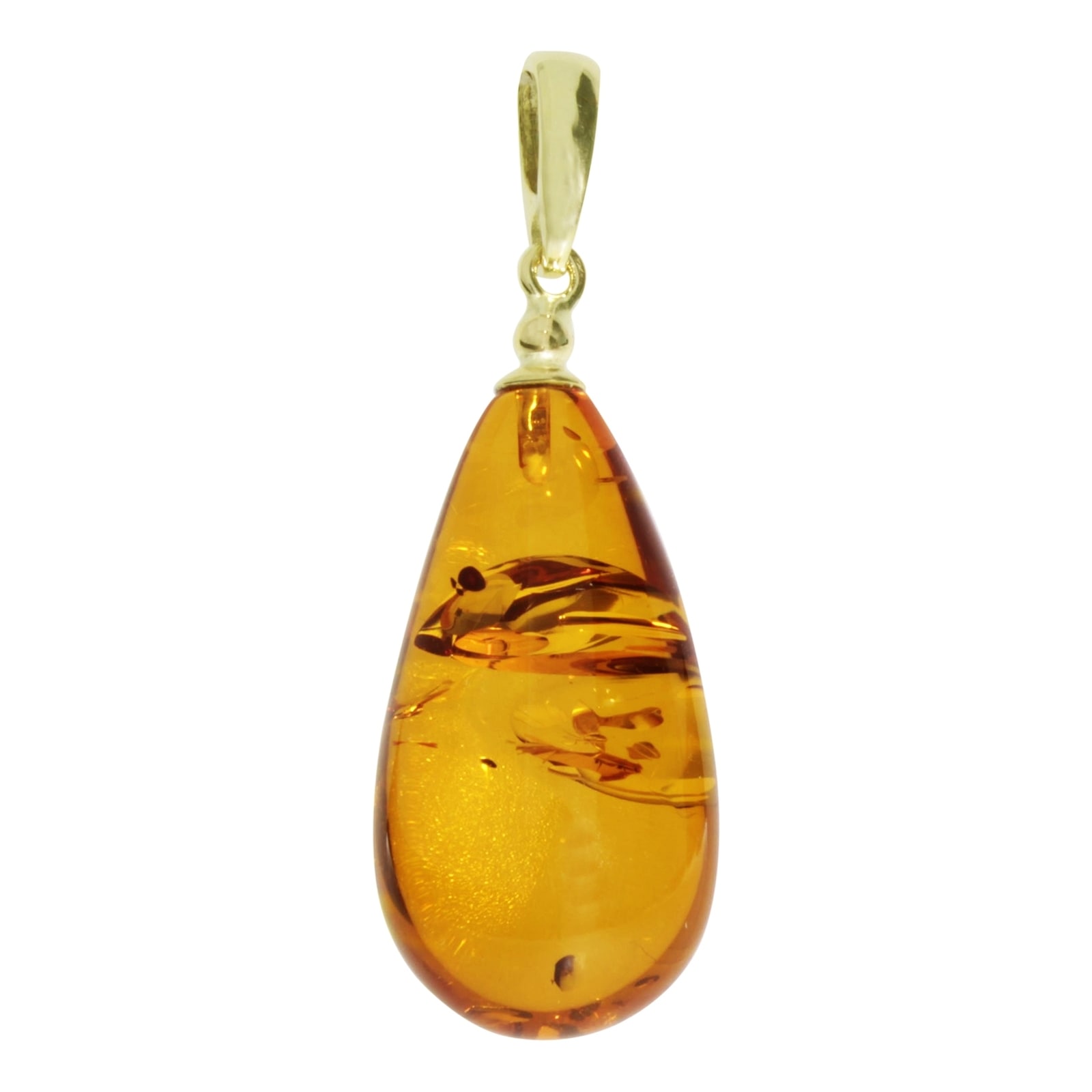 Kettenanhänger OSTSEE-SCHMUCK "Ostsee-Schmuck Anhänger Klassisch 30 mm - Gold 333/000", gelb, Schmuckanhänger, Damen, 37 x 15mm, Bernstein, 3,1 g, Kettenanhänger