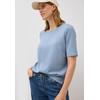 Sweatshirt CECIL, Damen, Gr. XXL (46), blau (mountain blau), Sweatware, Obermaterial: 48% Viskose, 45% Polyester, 7% Elasthan, unifarben, casual, hüftbedeckend, Rundhals, Halbarm, Sweatshirts, kurzarm, mit Rundhals