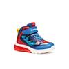 Sneaker GEOX "J CIBERDRON BOY Blinkschuh", Kinder, Gr. 24, blau (blau, rot), Synthetik, Mesh, sportlich, Schuhe, Schnürboots, Blinkschuh mit cooler Blinkfunktion
