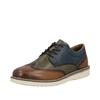 Schnürschuh RIEKER, Herren, Gr. 40, cognac, khaki, blau, Glattleder, mehrfarbig, Lyralochung, casual, Schuhe, Schnürschuh, Business-Schnürer in bequemer Form