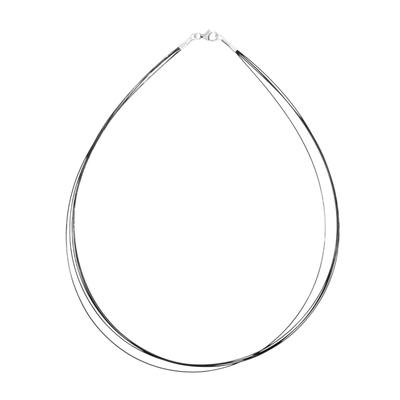 Halsreif OSTSEE-SCHMUCK "Ostsee-Schmuck Halsreif Nyloncollier 5-reihig -schwarz-" Gr. 50, schwarz, Halsketten, Damen, 50cm, Edelstahl, L: 42cm Image