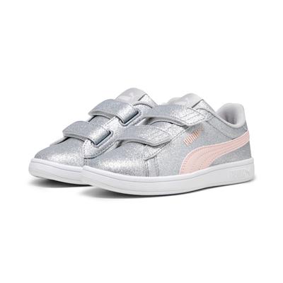 Sneaker PUMA "SMASH 3.0 GLITZ GLAM V PS", Gr. 33, glacial gray, frosty pink, Synthetik, unifarben, sportlich, Schuhe Image