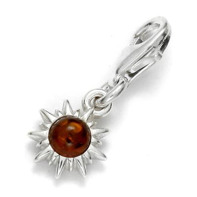 Ketten-Anhänger OSTSEE-SCHMUCK "Ostsee-Schmuck Charm-Einhänger Sonne Charm-Einhänger Sonne", weiß, Schmuckanhänger, Damen, 21 x 8mm, Silber 925 (Sterlingsilber), 1.0 g Image
