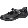 Riemchenballerina WALDLÄUFER "HENNI-Soft", Damen, Gr. 6 (39), schwarz, Lackleder, Textil, glänzend, klassisch, Schuhe, Klettschuh, Komfortschuh, Bequemschuh, Weite H, mit Orthotritt