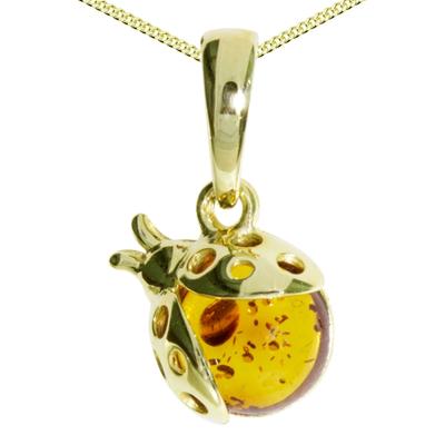 Kette mit Anhänger OSTSEE-SCHMUCK "Ostsee-Schmuck Kette mit Anhänger Marienkäfer" Gr. 42, gold (goldfarben), Halsketten, Damen, 42cm, Silber 925 (Sterlingsilber), L: 40cm Image