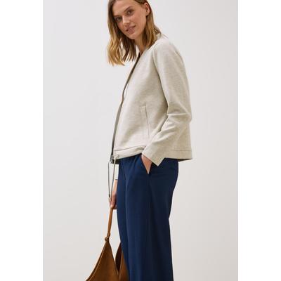Sweatjacke CECIL, Damen, Gr. L (42), beige (light beige melange), Sweatware, Obermaterial: 55% Baumwolle, 41% Polyester, 4% Elasthan, unifarben, casual, bequem hüftbedeckend, Rundhals, Langarm, Sweatjacken, Sweat Blouson mit Tunnelzug und Stehkragen Image