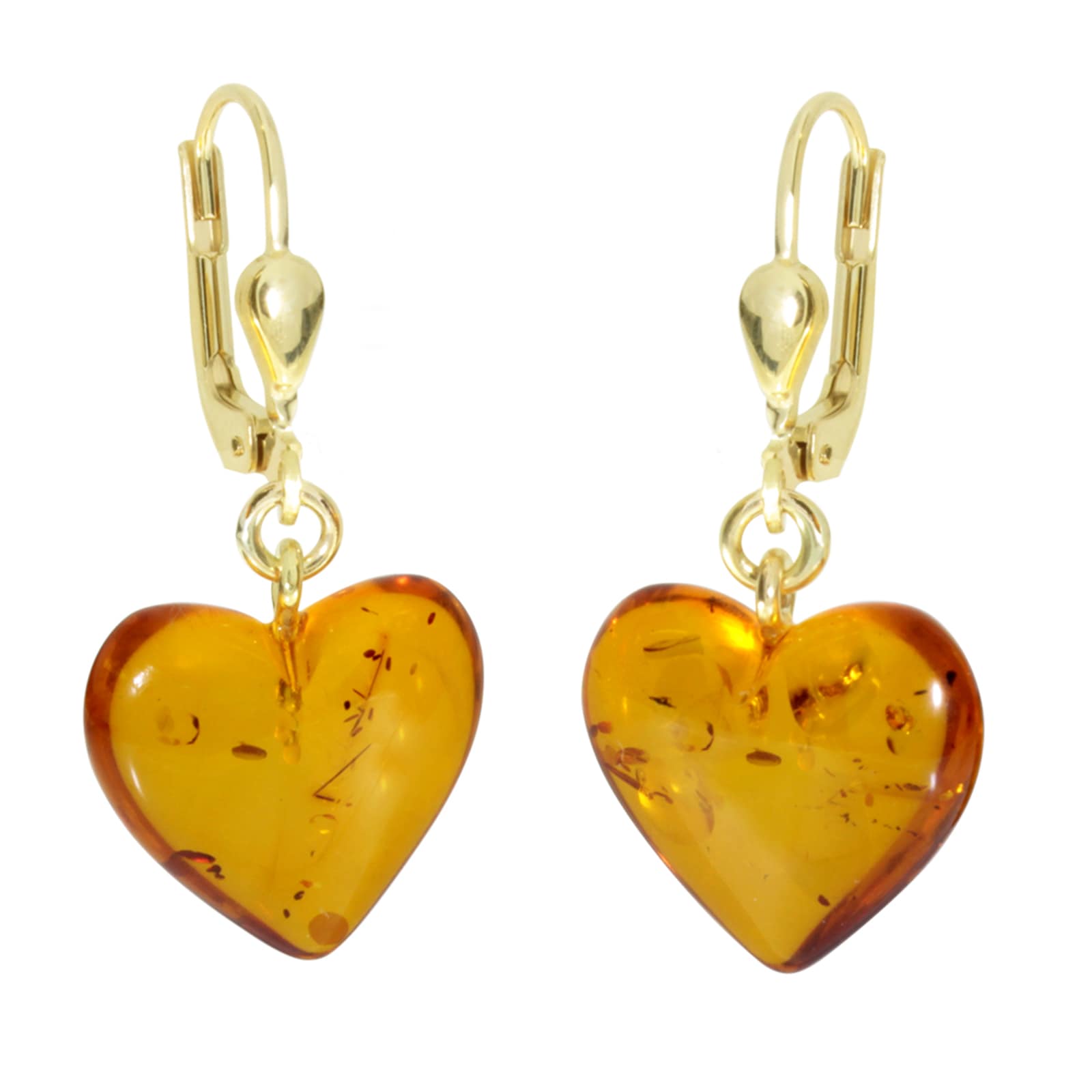 Paar Ohrhänger OSTSEE-SCHMUCK "Ostsee-Schmuck Ohrhänger Herz 14 mm Ohrhänger Herz 14 mm", gelb, Ohrringe, Damen, 30x14mm, Gelbgold 333