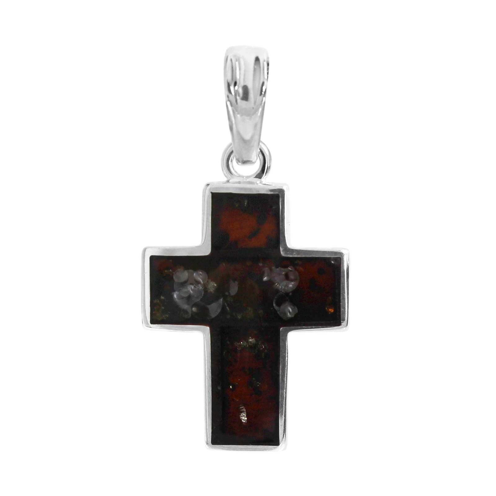 Kettenanhänger OSTSEE-SCHMUCK "Ostsee-Schmuck Anhänger Kreuz 24 x 19 mm", weiß, Schmuckanhänger, Damen, 37x19mm, Silber 925 (Sterlingsilber), 4,2 g, Kettenanhänger