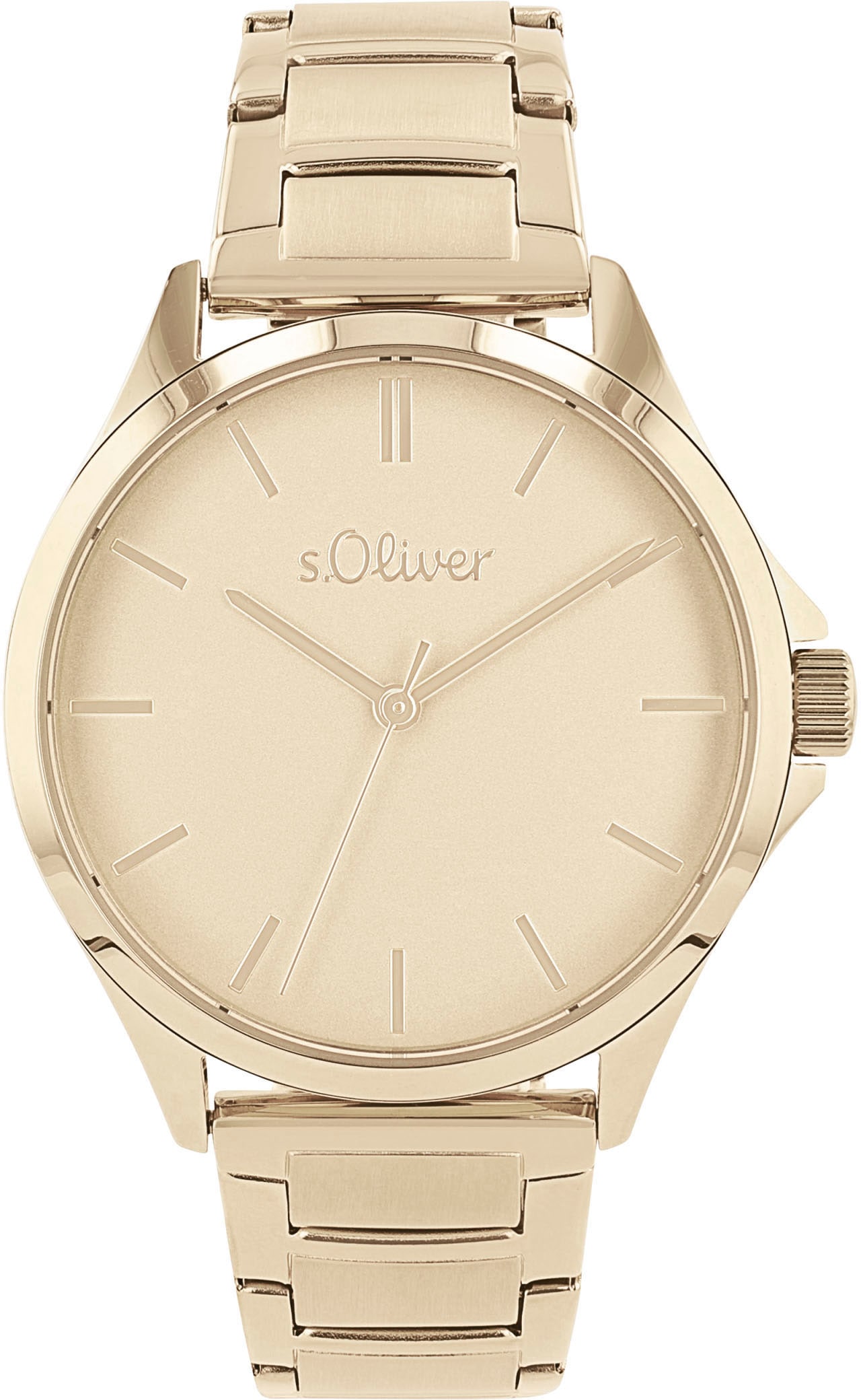 Quarzuhr S.OLIVER, gold (goldfarben), Armbanduhren, Damen, Armbanduhr, Damenuhr, Edelstahlarmband, analog