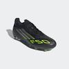 Fußballschuh ADIDAS PERFORMANCE "F50 PRO FIRM GROUND BOOTS", Gr. 41, schwarz (core schwarz, iron metallic, lucid lemon), Synthetik, Textil, sportlich, Schuhe, geeignet für Rasenplätze
