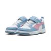 Sneaker PUMA "REBOUND V6 LO AC+ PS", Gr. 30, puma weiß, poised pink, cool blau, Synthetik, mehrfarbig, sportlich, Schuhe