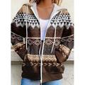 Veste à capuche à sweat-shirt pour femmes à manches longues hoodie zippé avec poche léger décontracté micro-élastique oversized géométrique rayée actif vintage sports à cordon rouge bleue violette