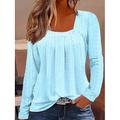 Femmes Chemise Chemise en Dentelle Couleur Unie Graphique Uni Élégant ancien Classique manche longue Col carré Hauts Réguliers Quotidien Sortir Vêtements de vacances Imprimé Blanche Jaune Rose Bleu