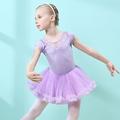robe de danse tutu pour filles enfants filles en dentelle florale à manches courtes robe de ballet de danse en coton doux justaucorps de gymnastique avec jupe tutu à volants costumes de danse de
