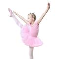 robe de danse tutu pour filles enfants filles en dentelle florale à manches courtes robe de ballet de danse en coton doux justaucorps de gymnastique avec jupe tutu à volants costumes de danse de