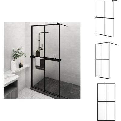 Duschwand mit Ablage für Walk-In-Dusche Schwarz 118x190 cm esg - Duschwand - ESG-Glas - Aluminium Image