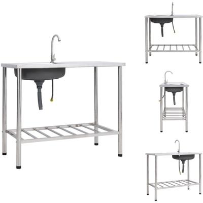 Küchenspülen & Spülbecken - Living Camping-Spüle mit Wasserhahn Edelstahl - Silber Image