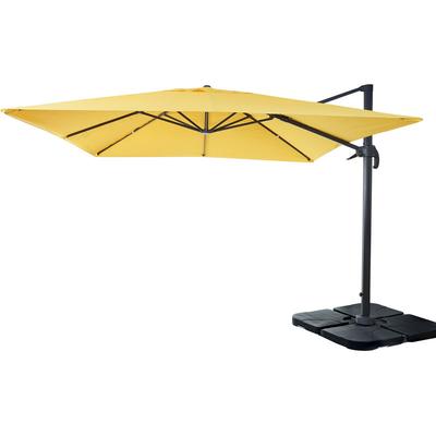 HHG - Gastronomie-Ampelschirm 436, Sonnenschirm 3x3m (Ø4,24m) Polyester Alu/Stahl 23kg gelb mit Image