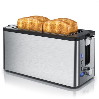 Arendo - Edelstahl Toaster Langschlitz 4 Scheiben - Defrost Funktion - wärmeisolierendes Gehäuse Image