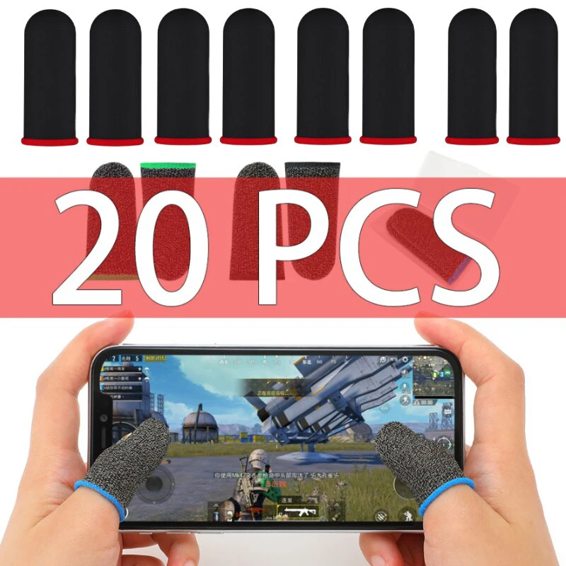 10/20 Pairs Finger Hülse Für PUBG Handy-Spiel Finger Abdeckung Atmungsaktive Spiel Controller Touchscreen Leucht Gaming Daumen Handschuhe Image