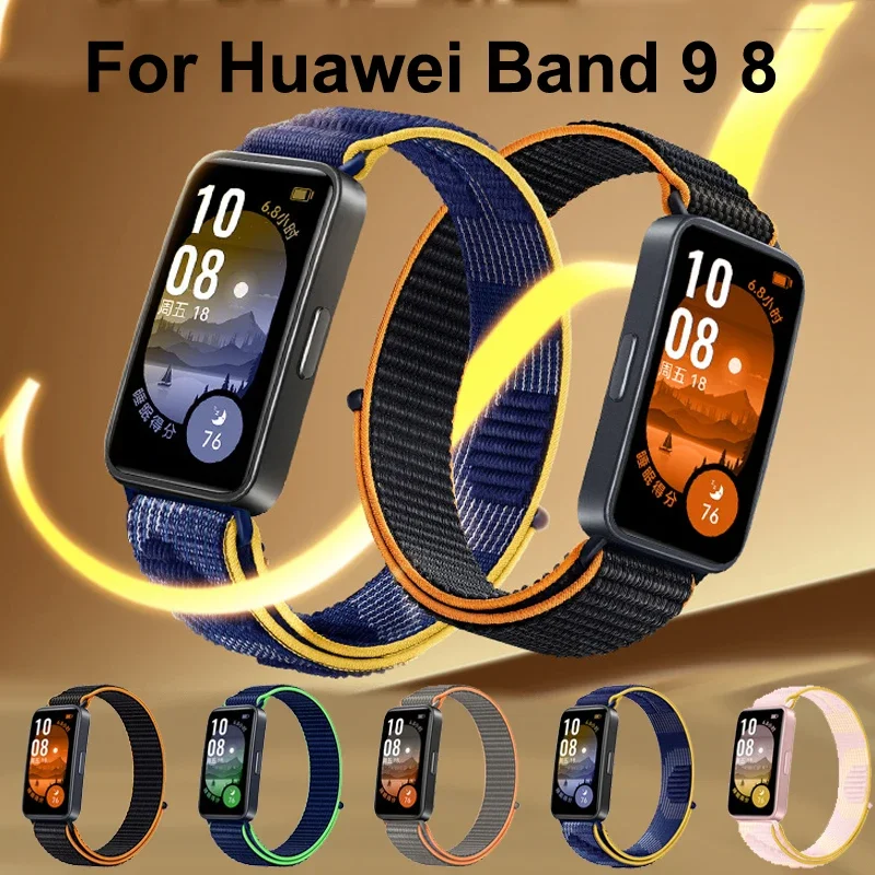 Bunte Nylonschlaufe für Huawei Band 10 9 8, Sport, weiches Ersatzarmband für Huawei Band 8 9, Smartwatch-Armband, Correa-Armband Image