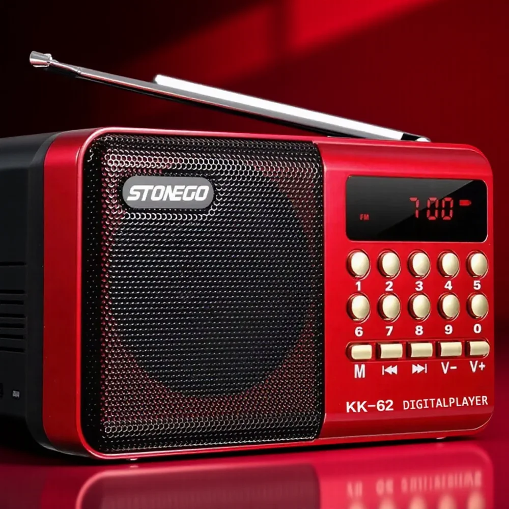 Tragbares Mini-Radio, wiederaufladbar, FM, USB, TF, MP3-Player, kompakte Lautsprechergeräte für Reisen, Outdoor Image