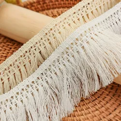 5 Meter Beige Weiß Baumwollfaden Streifen Fransen Spitzenbesatz DIY Kleidungszubehör Quaste Kleidung Kissen Heimdekoration 6 cm