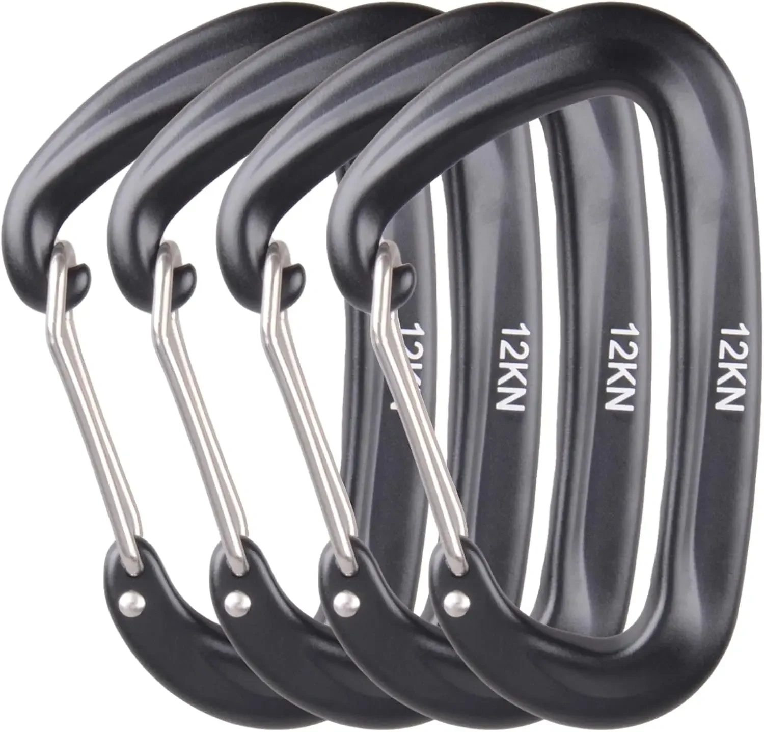 4PCS 12kN Karabiner Set D-typ 8,5X5CM Heavy Duty Schnalle Haken Outdoor Aluminium Clips für Hängematte Camping Und Wandern Image