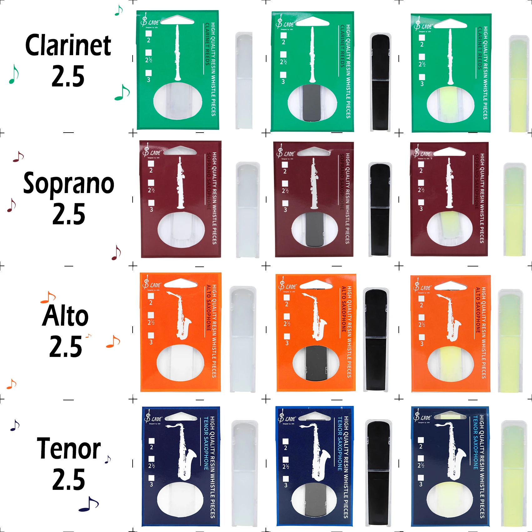 SLADE Saxophonblatt Klarinettenblätter 2,5 Harz Sopran Alto Tenor Saxophonblatt Professionelles Zubehör für Holzblasinstrumente Image